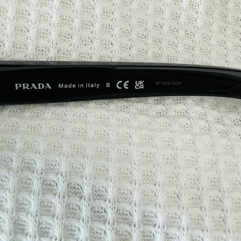 Prada PR 02ZS Square Sunglasses Black Plastic Dark Grey Gradient Silver Unisex - Picture 12 of 14